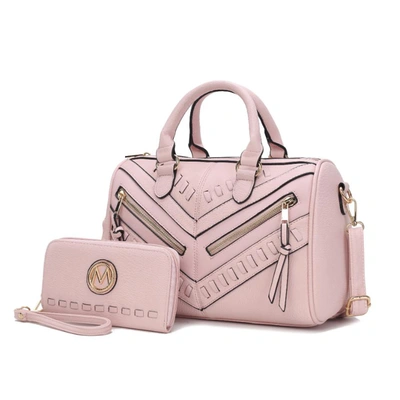 Mkf Collection By Mia K Lara Vegan Leather Women's Satchel With Wallet - 2 Pieces In Pink