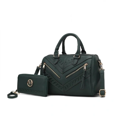 Mkf Collection By Mia K Lara Vegan Leather Women's Satchel With Wallet - 2 Pieces In Green