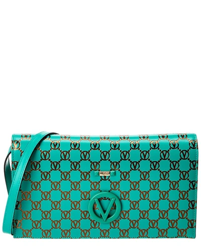 Valentino By Mario Valentino Lena Monogram Leather Shoulder Bag In Green