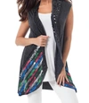 ANGEL APPAREL HAND PAINTED LASER CUT VEST IN CHARCOAL