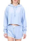 JUICY COUTURE BEACH MICRO TERRY HOODED PULLOVER IN BLUE