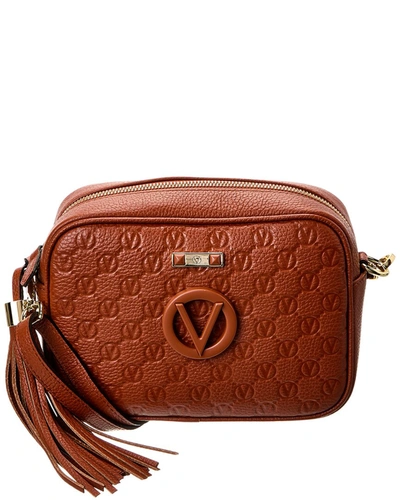 Valentino By Mario Valentino Mia Dollaro Monogram Leather Crossbody In Brown