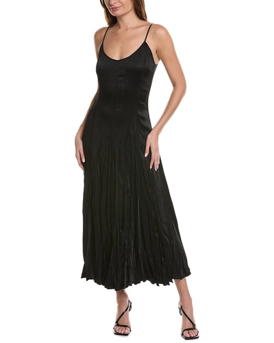 Michael Kors Crushed Satin Charm Slip Dress In Black