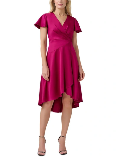 Adrianna Papell Womens Satin Hi-low Cocktail And Party Dress In Pink