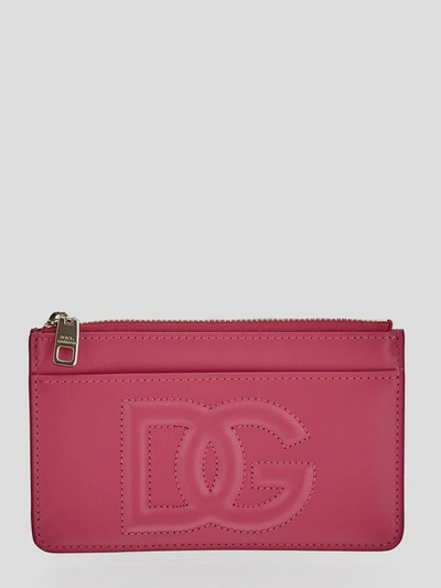 Dolce & Gabbana Medium Dg Logo Card Holder In Pink