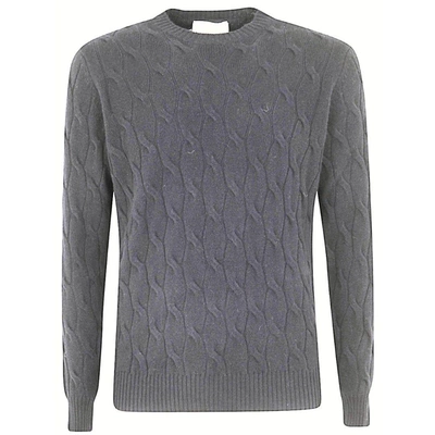 Filippo De Laurentiis Wool Cashmere Long Sleeves Crew Neck Sweater With Braid In Grey