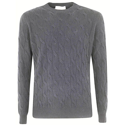 Filippo De Laurentiis Wool Cashmere Long Sleeves Crew Neck Jumper With Braid In Grey