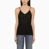 Khaite Black Cotton Ribbed Top In Black
