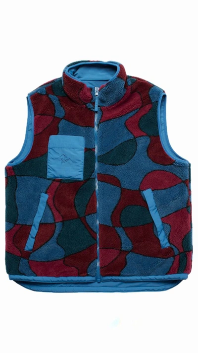 Parra Trees In Wind Reversible Waistcoat In Blue