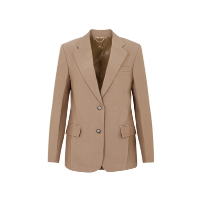 Victoria Beckham Asymetric Double Layer Jacket In Fawn