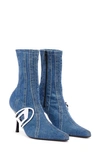 Diesel 'd-eclipse' Light Blue Socks Boots With Macro Oval D Logo In Stretch Cotton Denim Woman In Denim