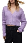 Allsaints Wick Brushed V-neck Cardigan In Grey
