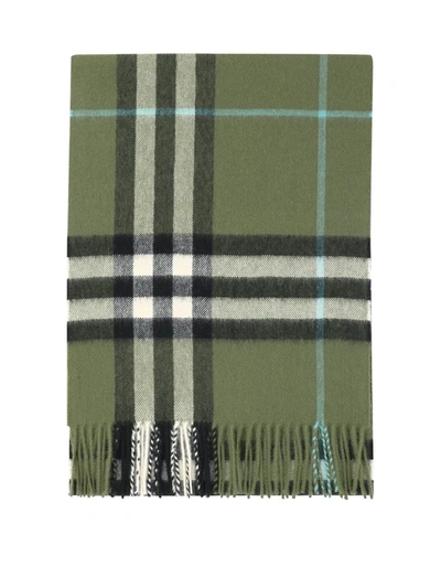 Burberry Giant Check Cashmere Scarf In Shrub
