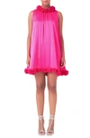 Endless Rose Rosette Trim Shift Minidress In Fuchsia