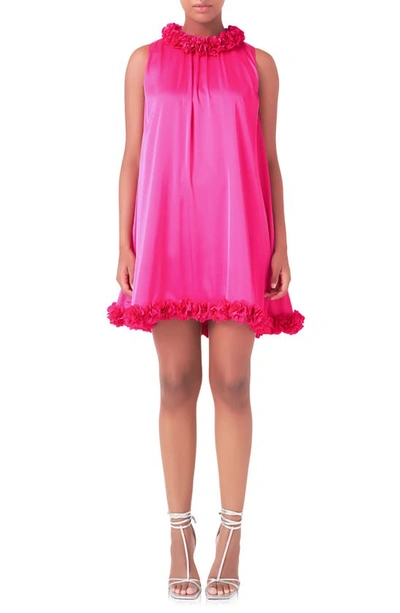 Endless Rose Rosette Trim Shift Minidress In Fuchsia