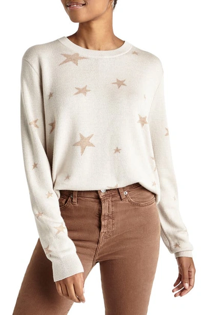 Splendid Natalie Star Intarsia Sweater In White Sand