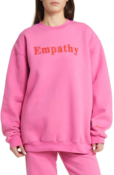 THE MAYFAIR GROUP EMPATHY ALWAYS EMBROIDERED OVERSIZE FLEECE SWEATSHIRT