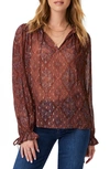 Paige Fia Printed V-neck Blouse In Iced Slate Multi