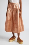 ULLA JOHNSON ULLA JOHNSON THE ASTRID METALLIC DENIM TIERED SKIRT