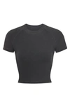Skims Womens Washed Onyx Vintage Cropped Stretch-cotton T-shirt