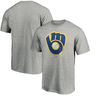 Fanatics Branded Heathered Gray Milwaukee Brewers Cooperstown Collection Huntington Logo T-shirt