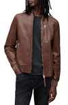 Allsaints Kemble Suede Zip Up Bomber Jacket In Brown