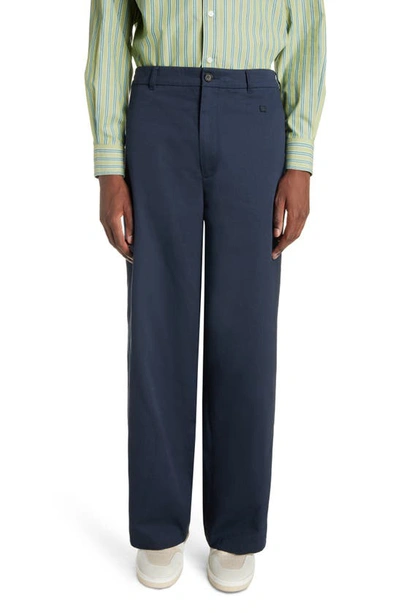 Acne Studios Wide-leg Organic Cotton-twill Trousers In Midnight Blue