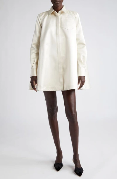 Altuzarra Phyllis Long Sleeve Satin Shirtdress In Ivory