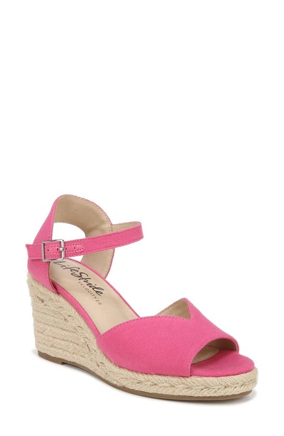 Lifestride Tess Ankle Strap Espadrille Platform Wedge Sandal In French Pink