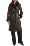 VIA SPIGA FAUX LEATHER & FAUX FUR COAT