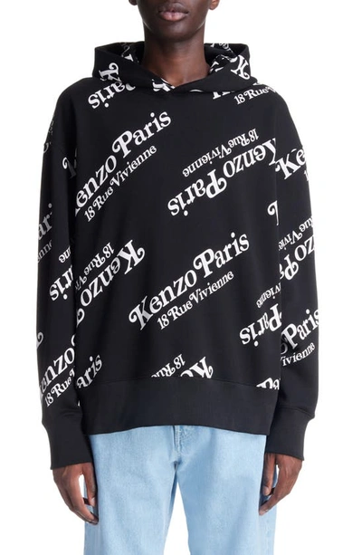 KENZO KENZO VERDY LOGO OVERSIZE COTTON GRAPHIC HOODIE