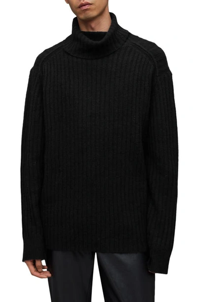 Allsaints Eamont Funnel Neck Jumper In Black