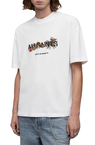 Allsaints Chiao Graphic Print Relaxed Crew T-shirt In White