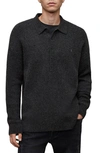 Allsaints Shapley Long Sleeve Polo Neck Sweater In Black