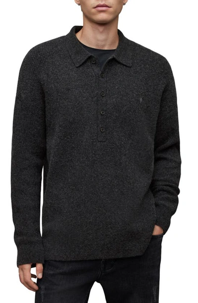 Allsaints Shapley Long Sleeve Polo Neck Jumper In Black