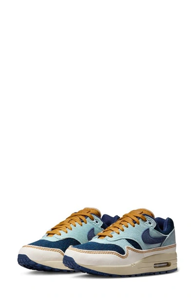 Nike Air Max 1 '87 Color-block Denim Sneakers In Aura  Midnight Navy  & Pale Ivory
