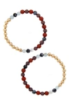 The Healer’s Collection The Healer's Collection N82 Gut Health Set Of 2 Healer's Bracelets In Yellow Gold