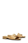 Tory Burch Patos Disc Leather Slide Sandals In Ginger Shortbread/gold
