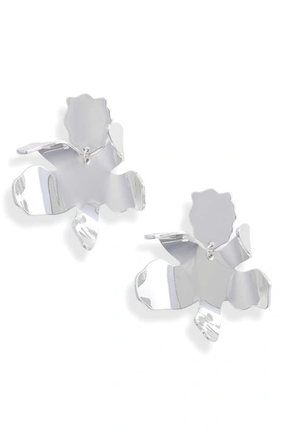 Lele Sadoughi Small Metal Paper Lily Earrings In Silver