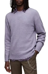 Allsaints Luka Distressed Crew Neck Sweater In Purple