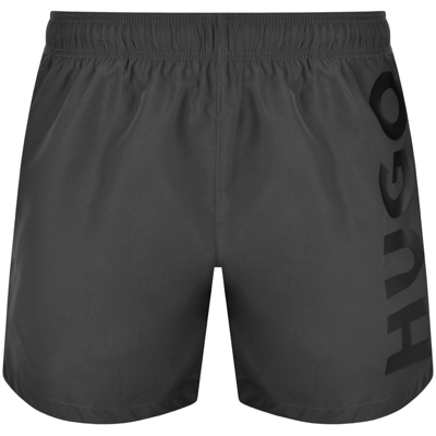 Hugo Swim Shorts With Logo Print In Dark Grey