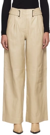 Remain Birger Christensen Beige Eyelet Leather Pants In 15-1116 Safari Beige