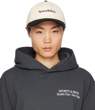 Sporty And Rich Off-white & Black Serif Logo Cap In Neutral