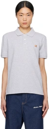 Maison Kitsuné Fox Head Patch Polo In Gray