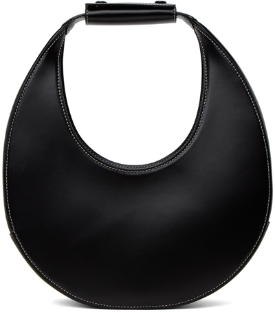 Staud Moon Leather Hobo Bag In Blk Black