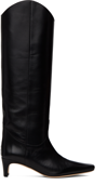 Staud Western Wally 50 Leather Knee-high Boots In Blk Black