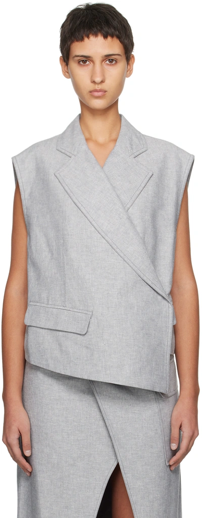 Remain Birger Christensen Grey Asymmetric Boxy Waistcoat In Grey