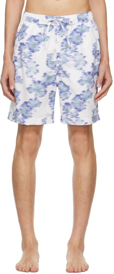 Isabel Marant White & Blue Hydra Swim Shorts In 30lu Light Blue