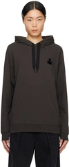 Isabel Marant Flocked-logo Drawstring Hoodie In 02fk Faded Black