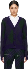 BURBERRY PURPLE ARGYLE CARDIGAN